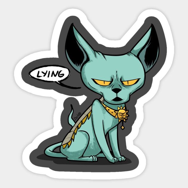 Lying Cat "LYING" Sticker by derkomerch